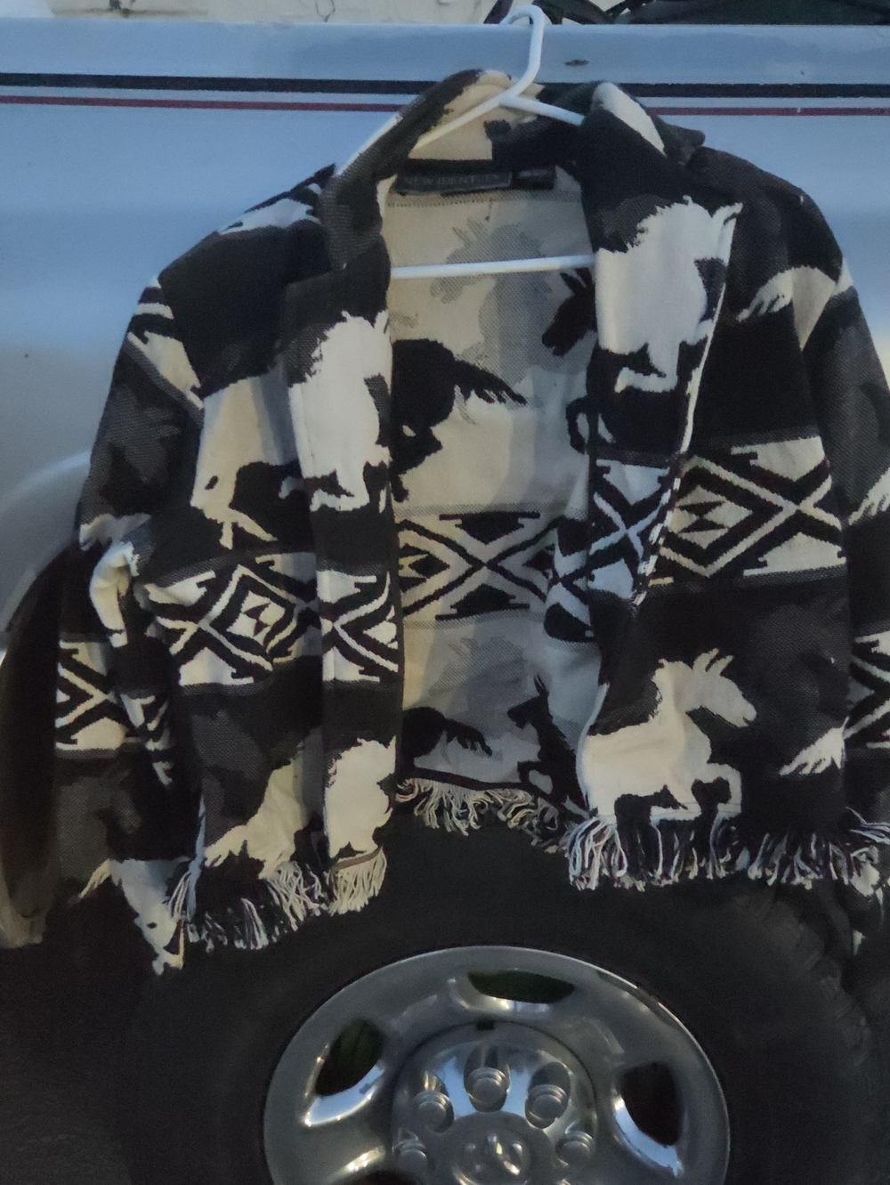 Womens New Identiry Black & White Horse Jacket